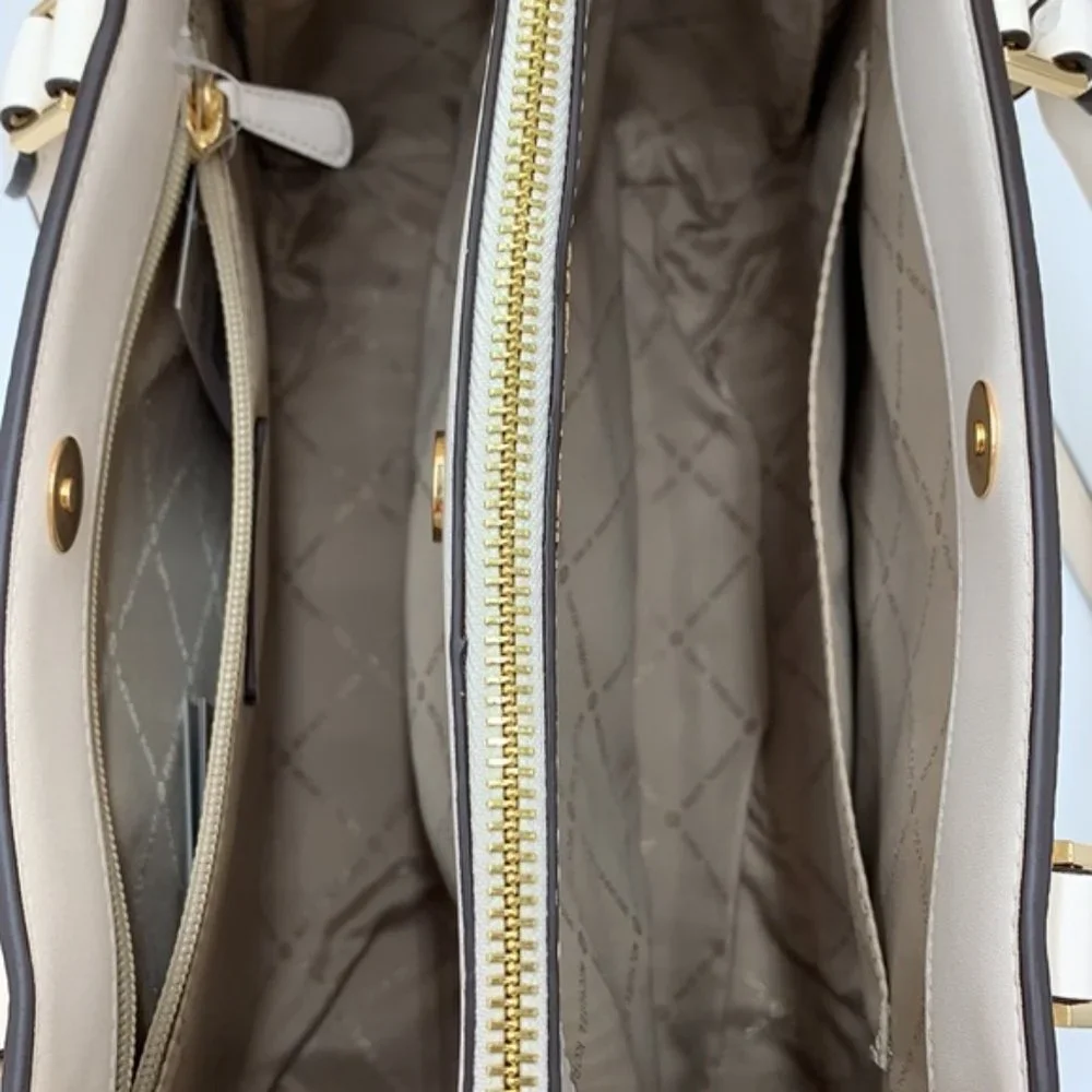 Michael Kors Daria Large Satchel Bag Leather Light Cream - Picture 5 of 16